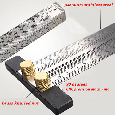 Levoite Precision Marking T Rule Scribing Line Ruler with Holes T-Square for Woodworking