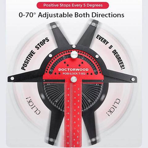 Levoite™ Posi-Lock T-Square Adjustable Angle Square for Woodworking