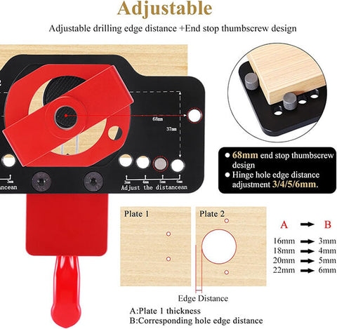 Levoite Concealed Hinge Jig Cabinet Door Hinge Boring Jig Template Blum Hing Jig European Hinge Template