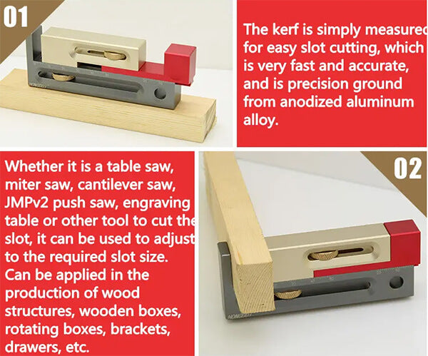 Levoite Kerfmakers Table Saw Slot Mortise and Tenon Tool Movable Measuring Block