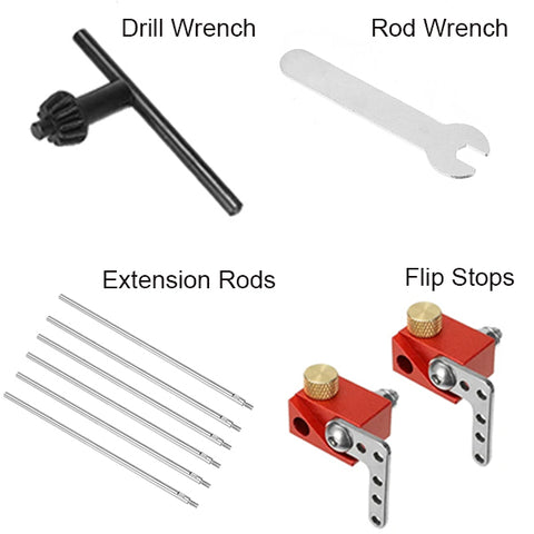 Auto Line Drill Guide Accessories Extension Rods and Flip Stops