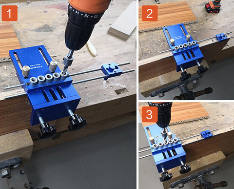 Levoite Dowelling Jig  furniture cam jig Cam Jig Minifix Jig Kit for Furniture Fast Connecting Cam Fitting Drilling Locator 3 In 1 Woodworking Drill Guide Kit Locator