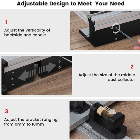 Levoite Router Table Fence System 700mm with Sliding Brackets Bit Guard