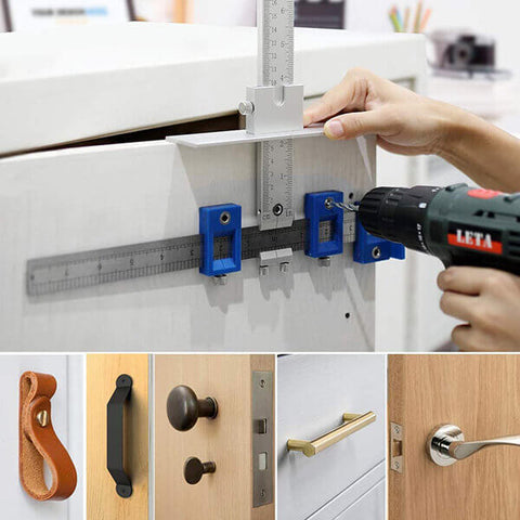 Levoite™ Cabinet Hardware Jig for Installation of Handles and Knobs on Doors and Drawer