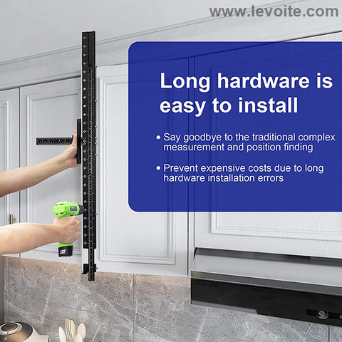 Levoite Cabinet Hardware Jig Template Adjustable Drill Guide for Accurate Installation of Door and Drawer Front Handles and Knobs