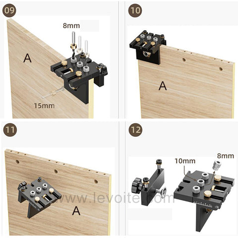 Levoite™ 3 in 1 Doweling Jig Kit Drilling Guide Furniture Cam Lock Jig for Connecting Cam Fitting Jig