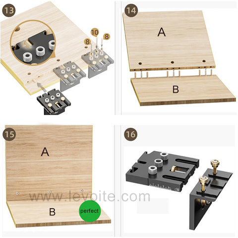 Levoite™ 3 in 1 Doweling Jig Kit Drilling Guide Furniture Cam Lock Jig for Connecting Cam Fitting Jig