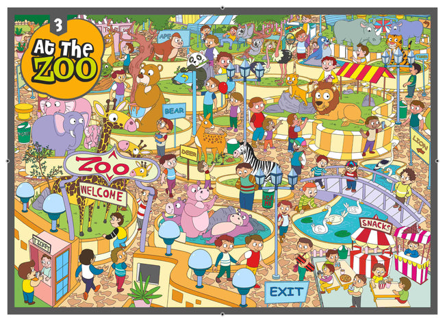 At The Zoo Colouring Poster