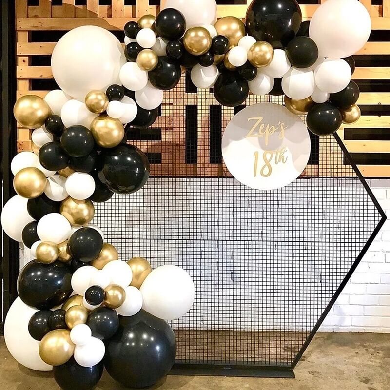 132pcs Gold Black White Balloon Arch Garland Kit Balloon Kit For Wed