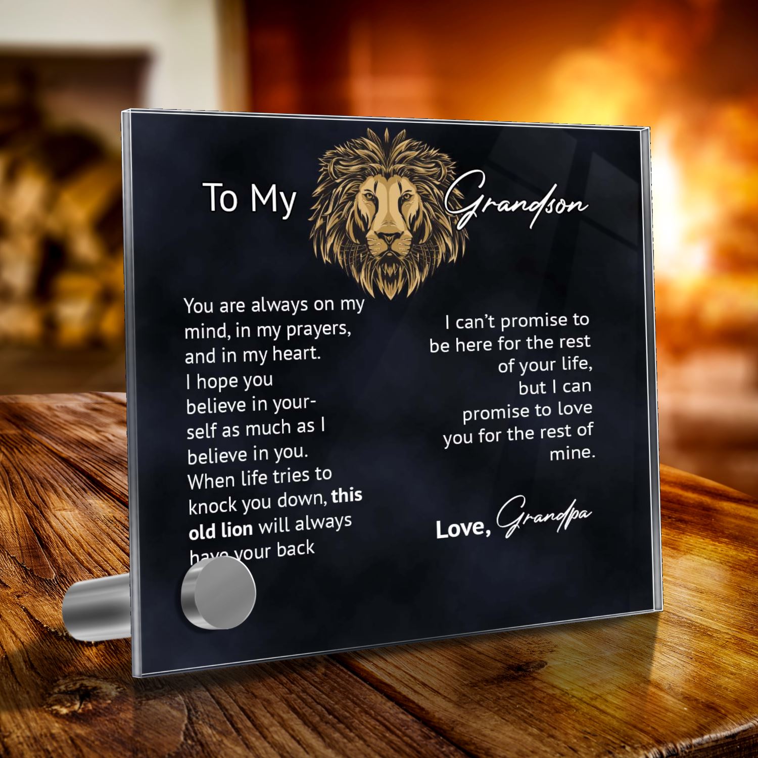 To My Grandson - You Are Always On My Mind From Grandpa - Lumen Glass Display With Stand Jewelry - Shining Gifts