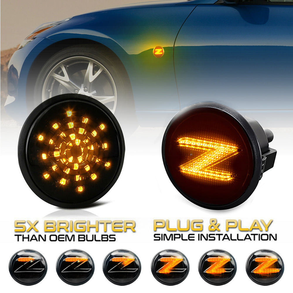 2Pcs Dynamic Amber LED Side Marker Turn Signal Sequential Blinker