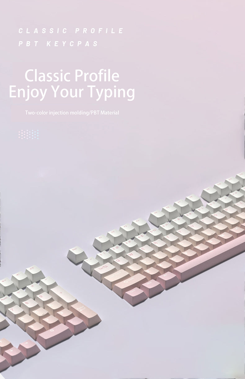 132-Classic-Profile-PBT-WhitePink-Gradient-Keycaps