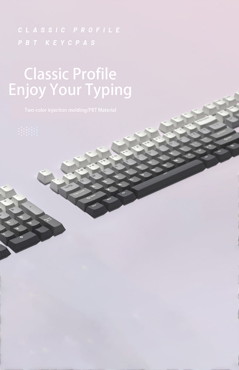 132-Classic-Profile-PBT-WhiteGrey-Gradient-Keycaps