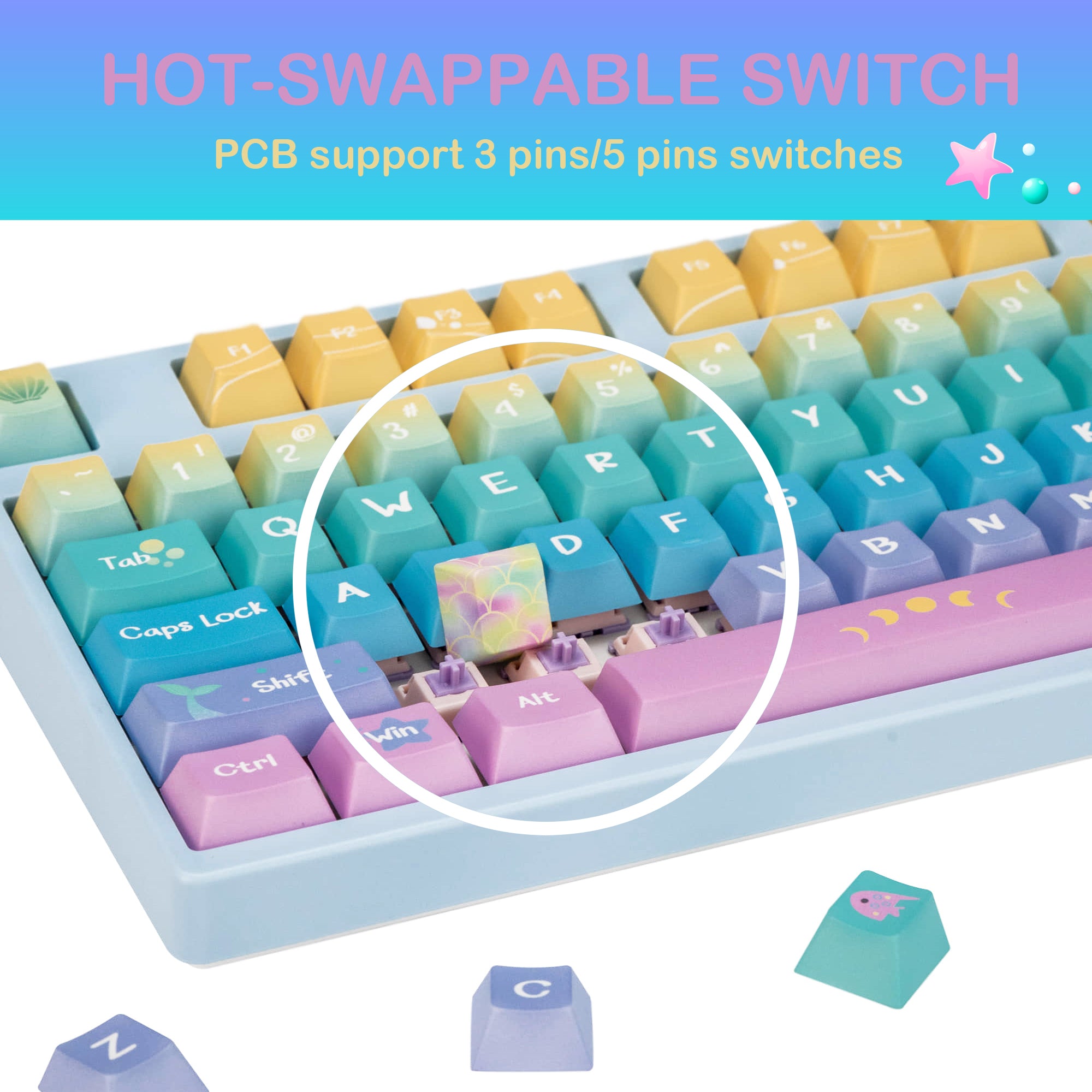 Mermaid-Animal-Series-87-Key-RGB-Mechanical-Keyboard