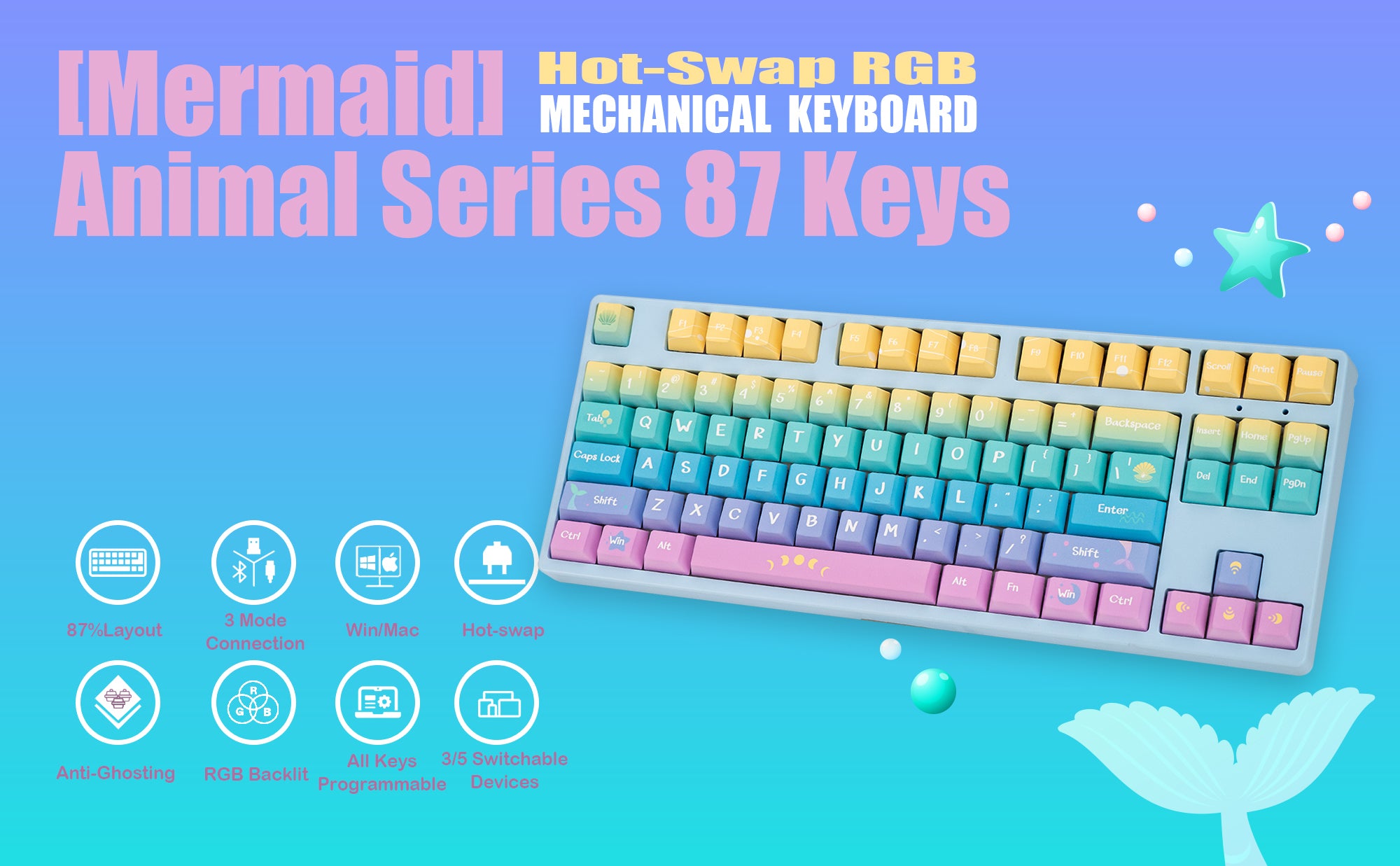 Mermaid-Animal-Series-87-Keys-RGB-Mechanical-Keyboard