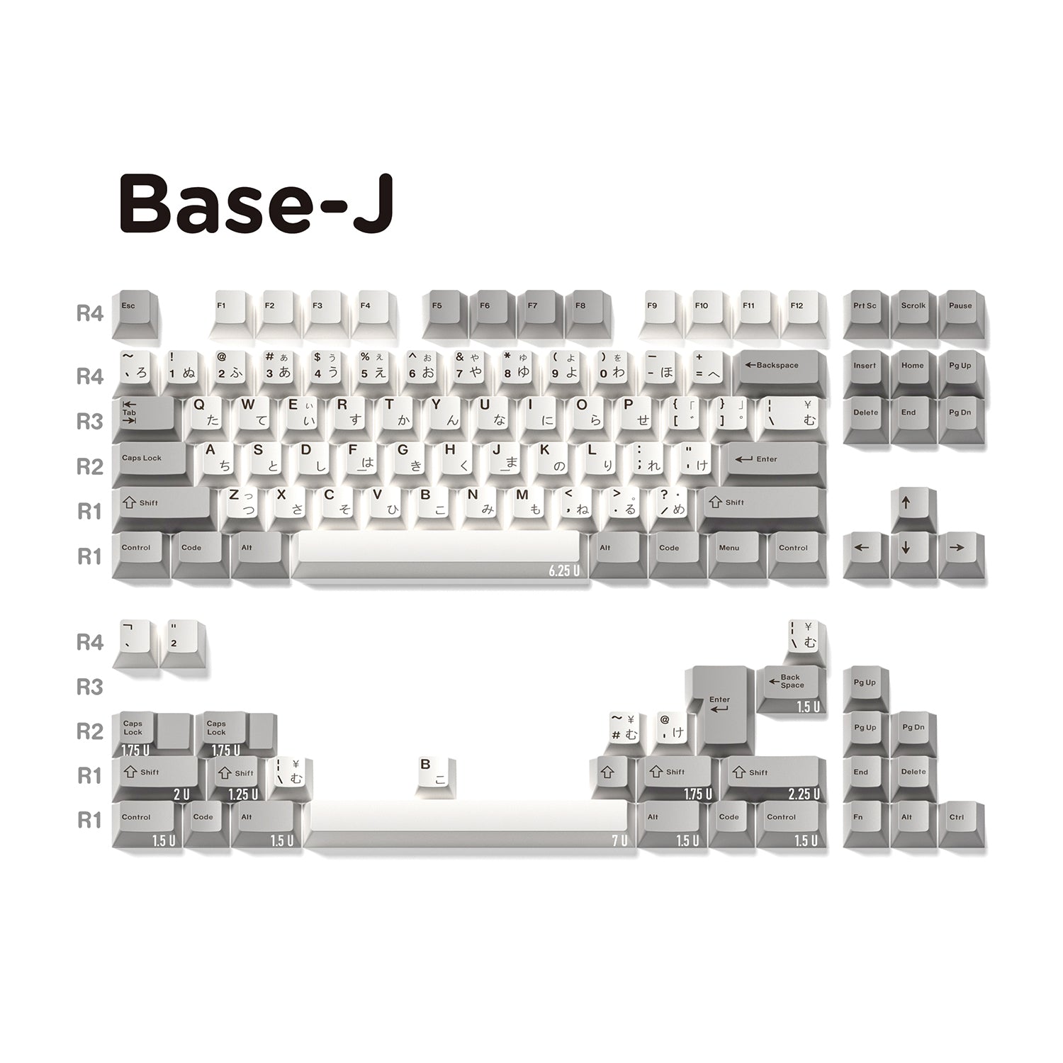 Piano-Piece-English/Japanese-PBT-ANSI&ISO-Keycap-Set-J