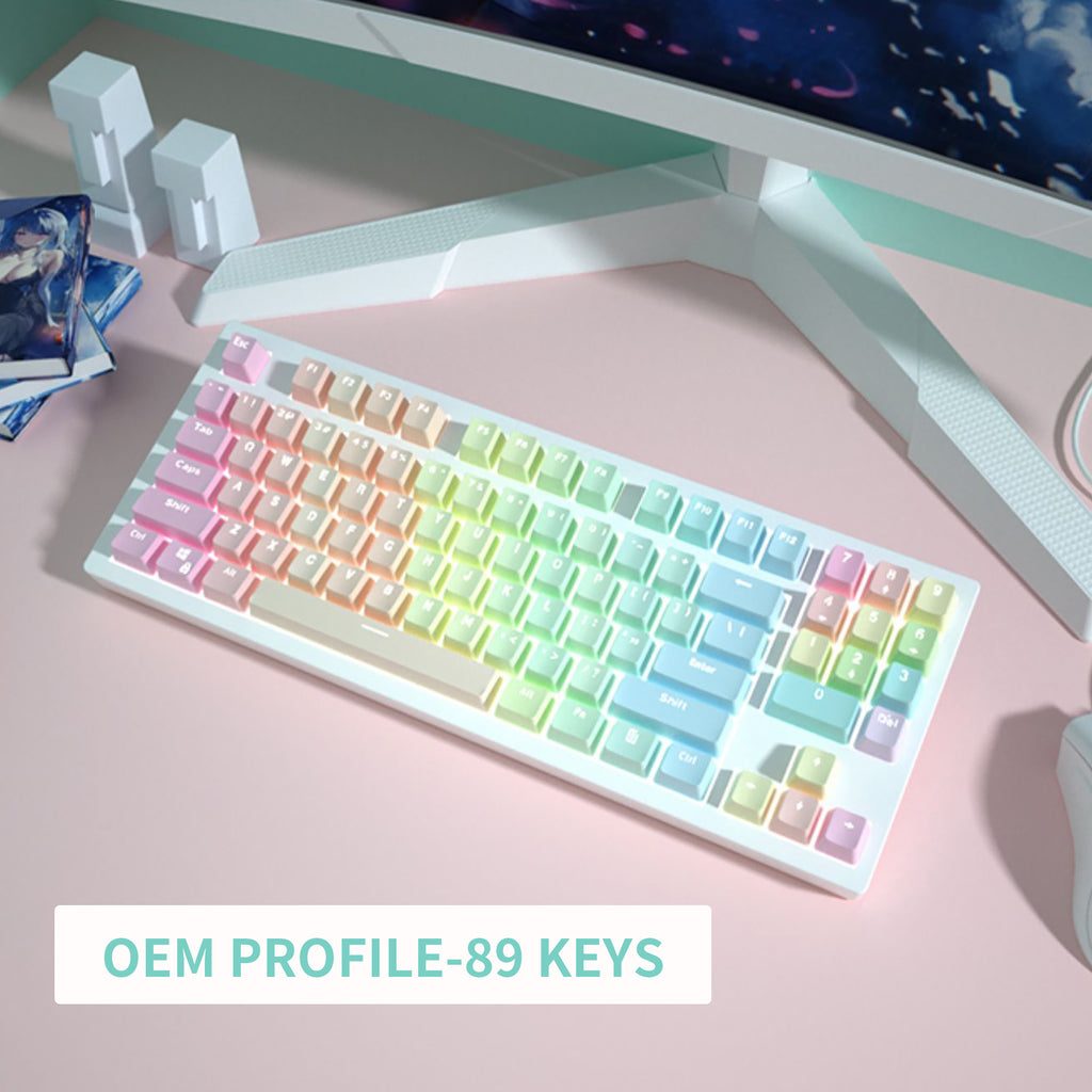 Rainbow-Keycaps-Set-OEM-Profile-PBT-FrontSide-Engraved