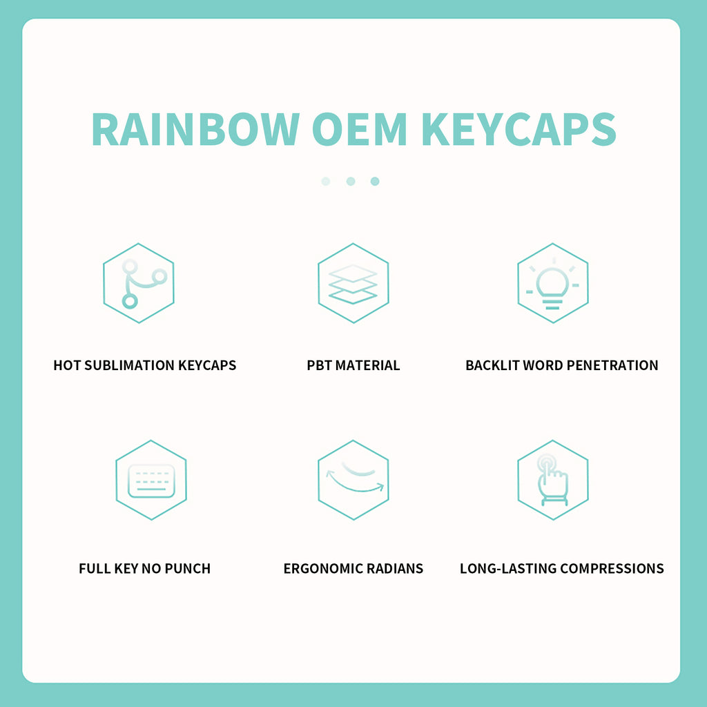 Rainbow-Keycaps-Set-OEM-Profile-PBT-FrontSide-Engraved