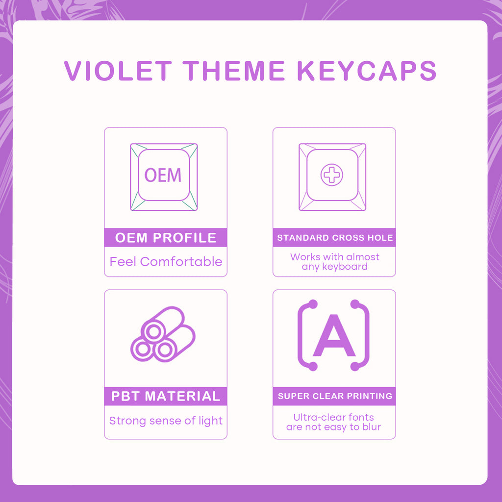 Violet-Keycaps-Set-OEM-Profile-PBT-Front-Engraved