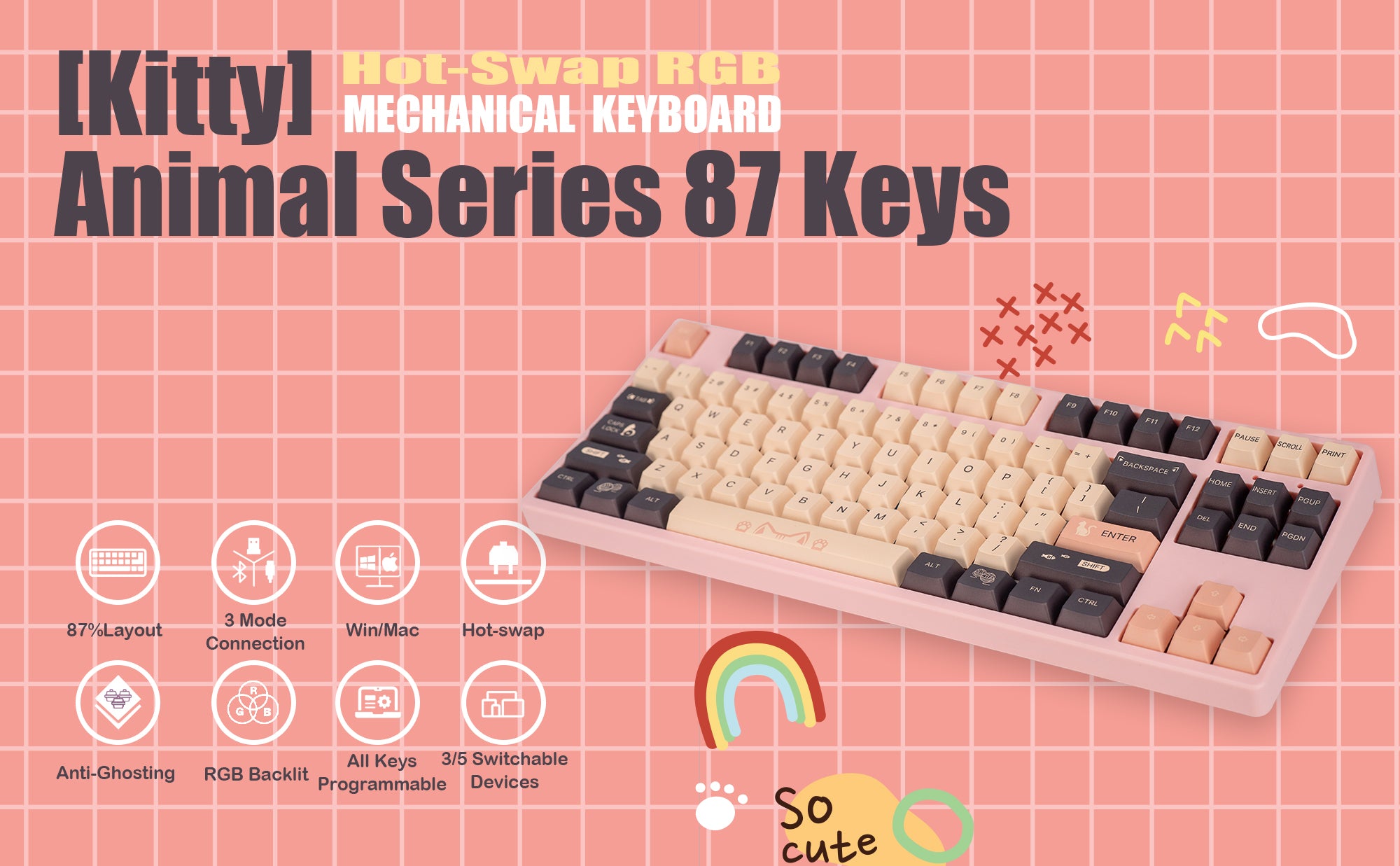 kitty-Animal-Series-87-Keys-RGB-Mechanical-Keyboard