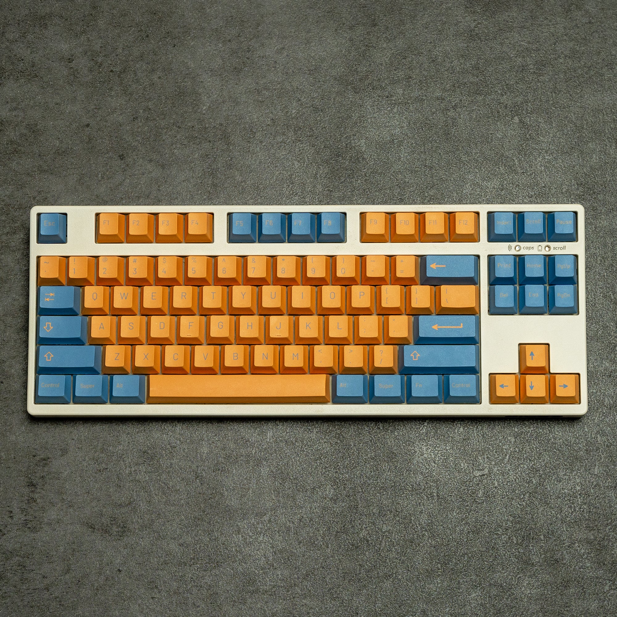 yellow and blue keycaps