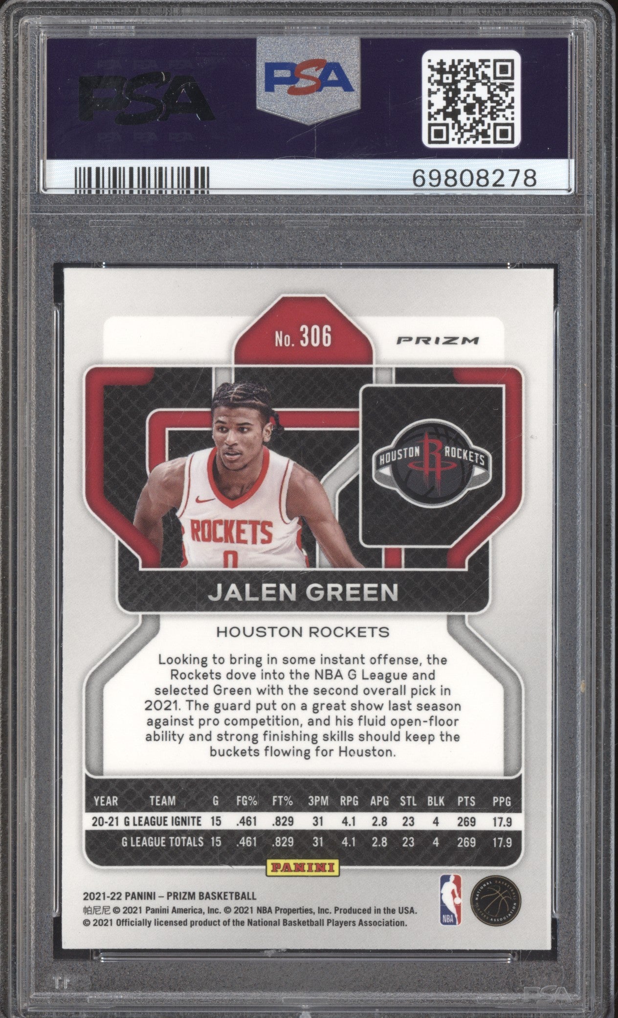 Jalen Green 2021-22 Panini Prizm 306 75th Anniversary RC PSA 9