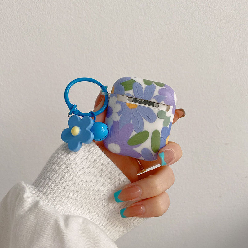 Flower Oil Painting Airpods Case-Blue