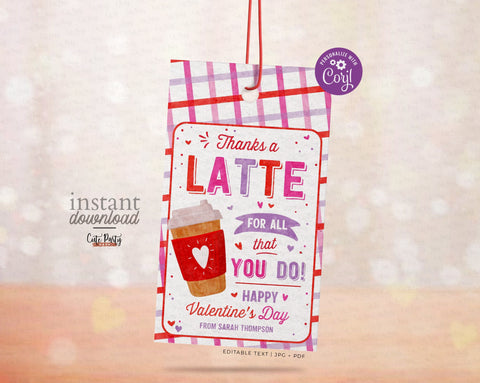 Christmas Thanks a Latte Christmas Coffee Gift Card Holder template - –  Cute Party Dash