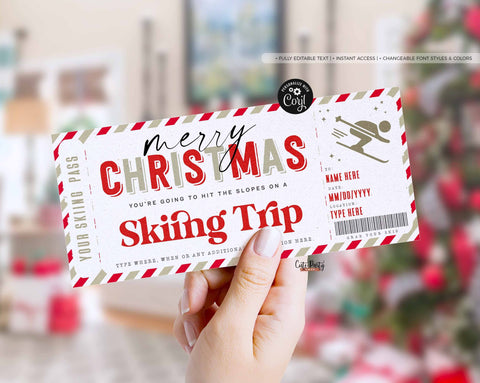 Surprise Ski Trip Ticket Template, Skiing Pass Gift Voucher - Digital – Cute  Party Dash