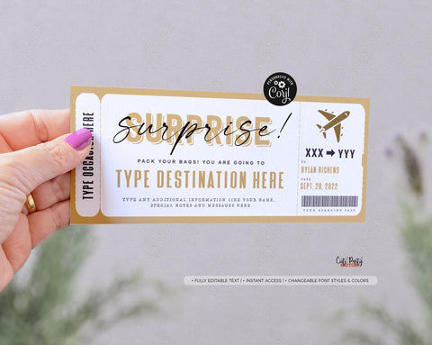 Surprise Trip Boarding Ticket Template – Gold City Ventures