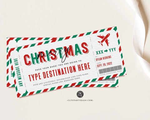 Surprise Ski Trip Ticket Template, Skiing Pass Gift Voucher