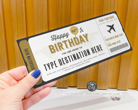 Editable Boarding Pass Ticket Template Printable Surprise Trip Reveal –  Cute Party Dash