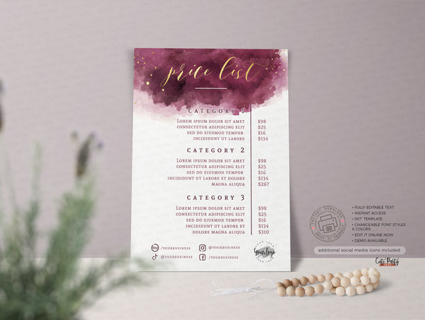 Watercolor Burgundy Gold Snap and Share Editable Card Template - Insta ...