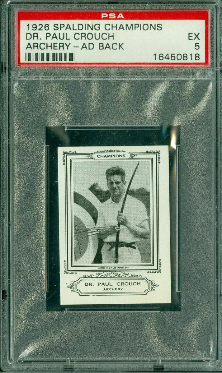 1926 SPALDING OLYMPICS DR. PAUL CROUCH ARCHERY AD BACK BGS 5  100 MINTED *