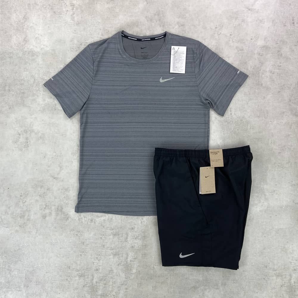 Nike Miler T-Shirt/ Shorts Set Grey 