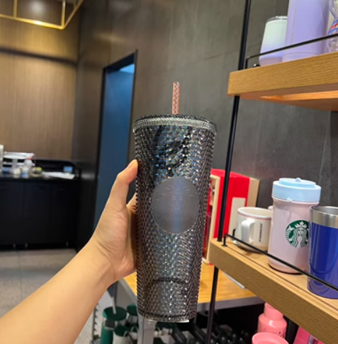 Starbucks cup gold sequin handle 400ml – StarcupsKW