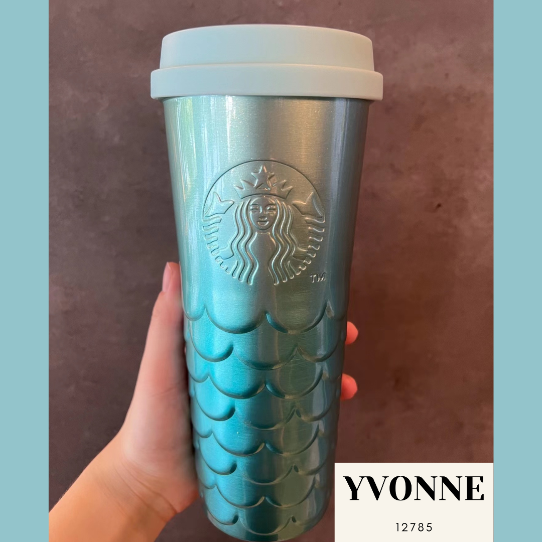 Starbucks 2022 China Anniversary Sea Blue Tumbler Mermaid Glass Cup Sippy  Mugs