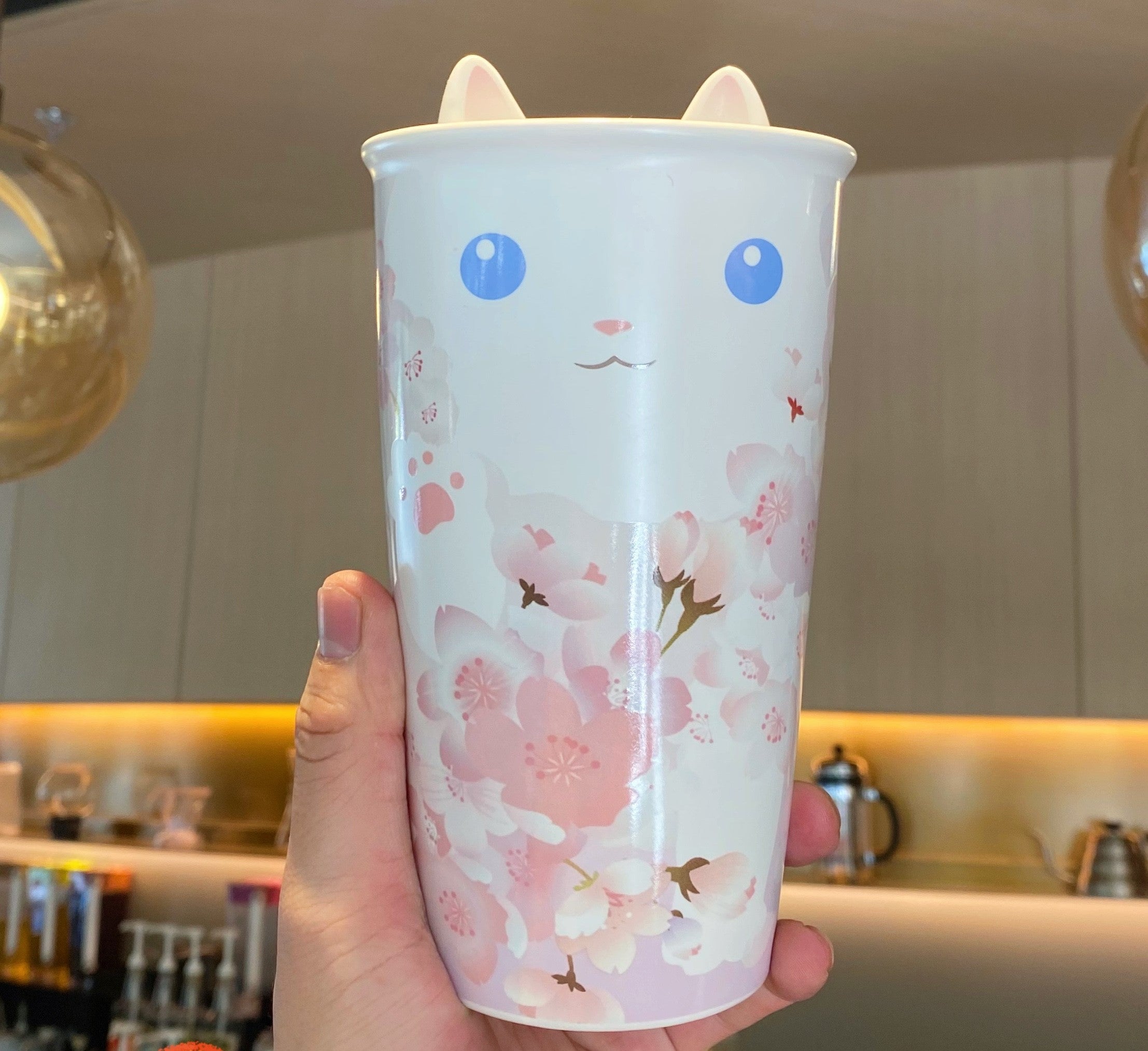 Starbucks Dining | Starbucks Cherry Blossom Ceramic Tumbler! Exclusive to The D.C. Area | Color: Pink/White | Size: Os | Prettybenzgirl's Closet