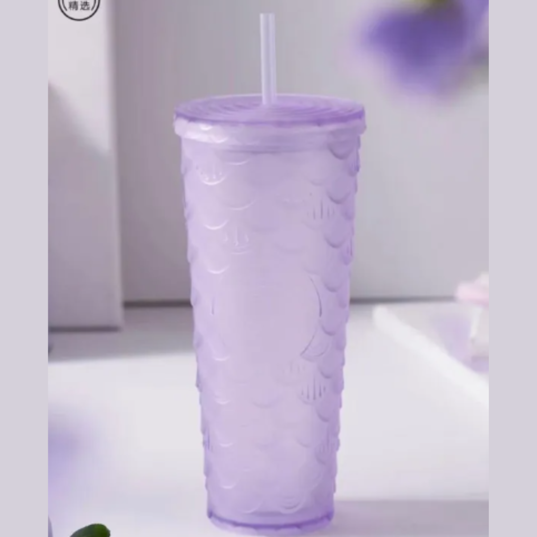 Starbucks 473ml/16oz Minimalistic Transparent Purple Glass Cup