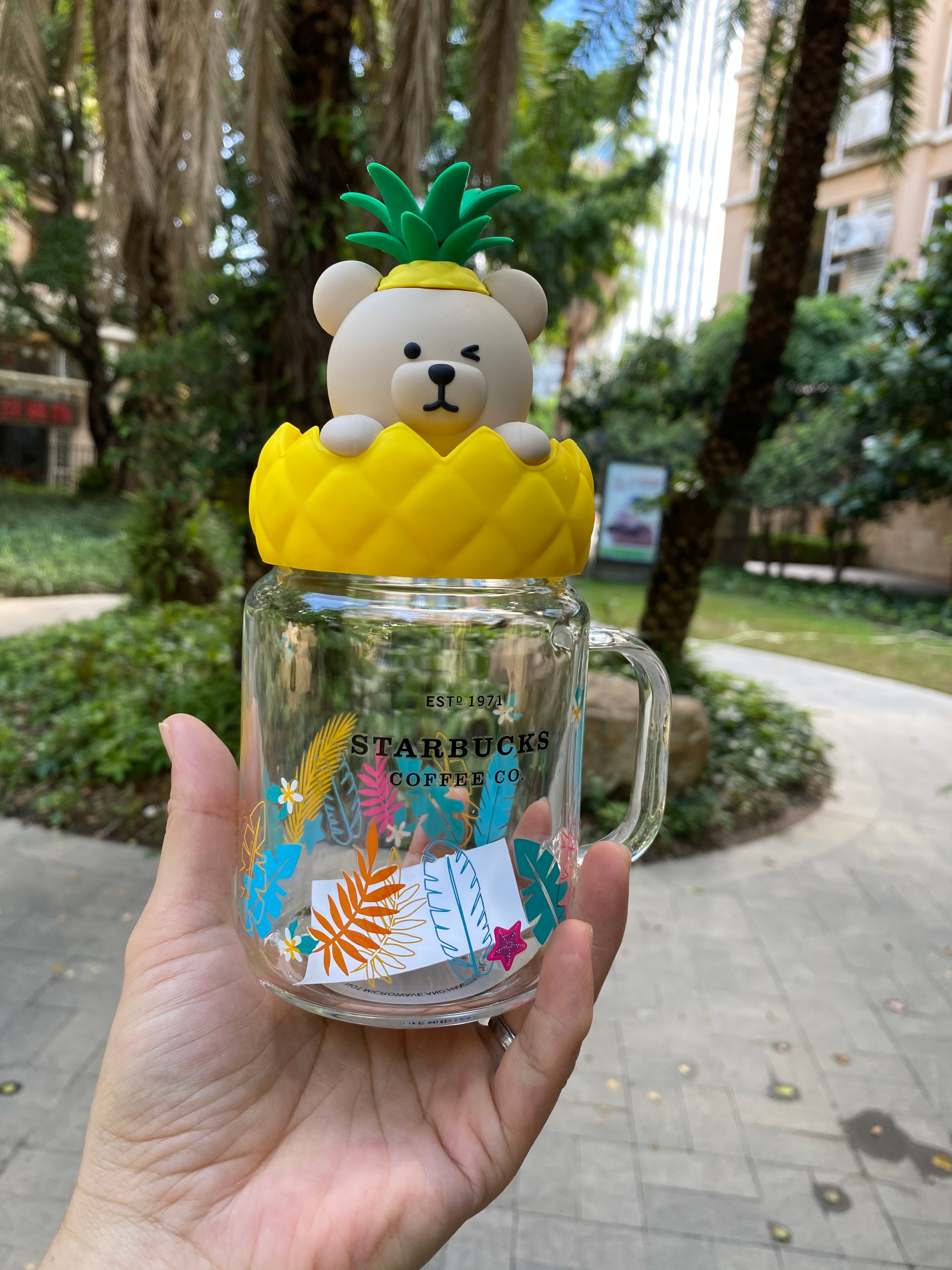 Starbucks China - Summer Safari - Bearista Coffee Farmer Glass Cup with  Stir 414ml