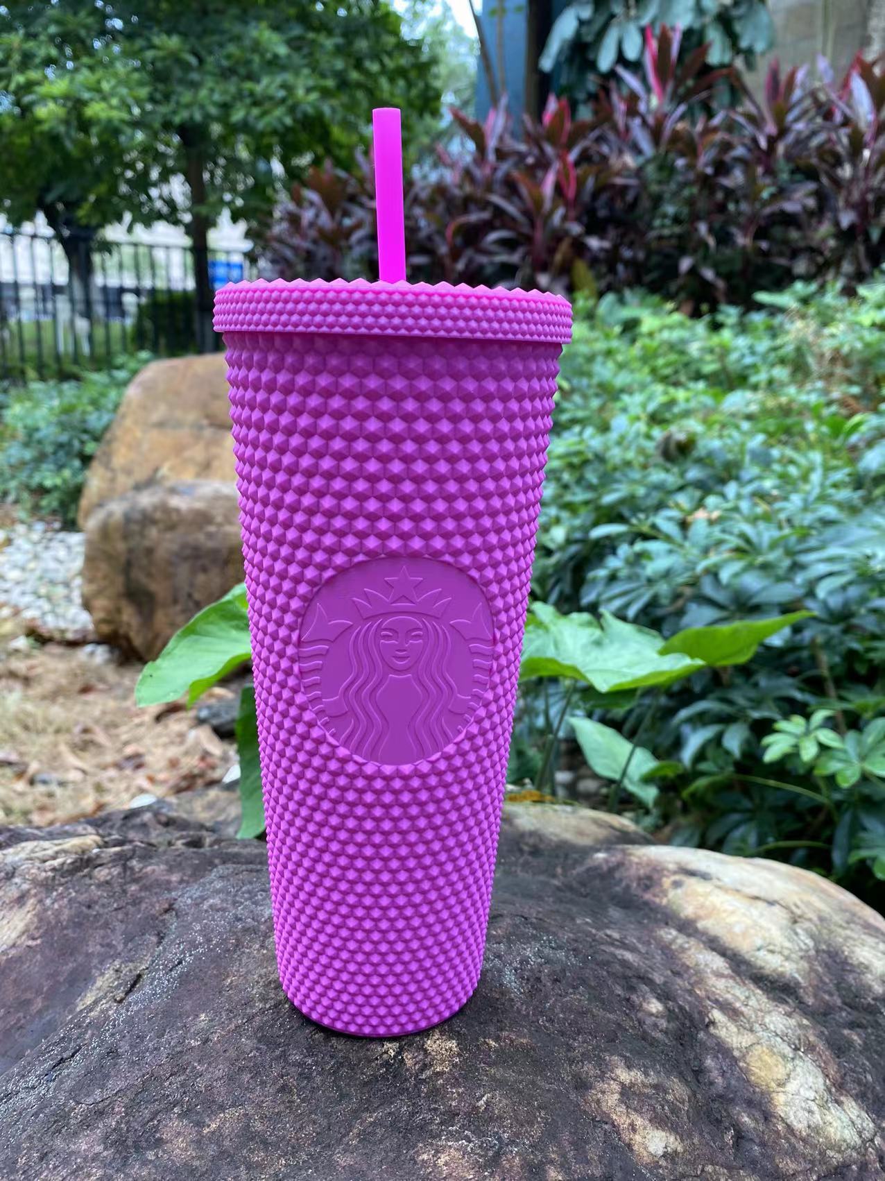 White Matte Studded Straw Cup Tumbler – Ann Ann Starbucks