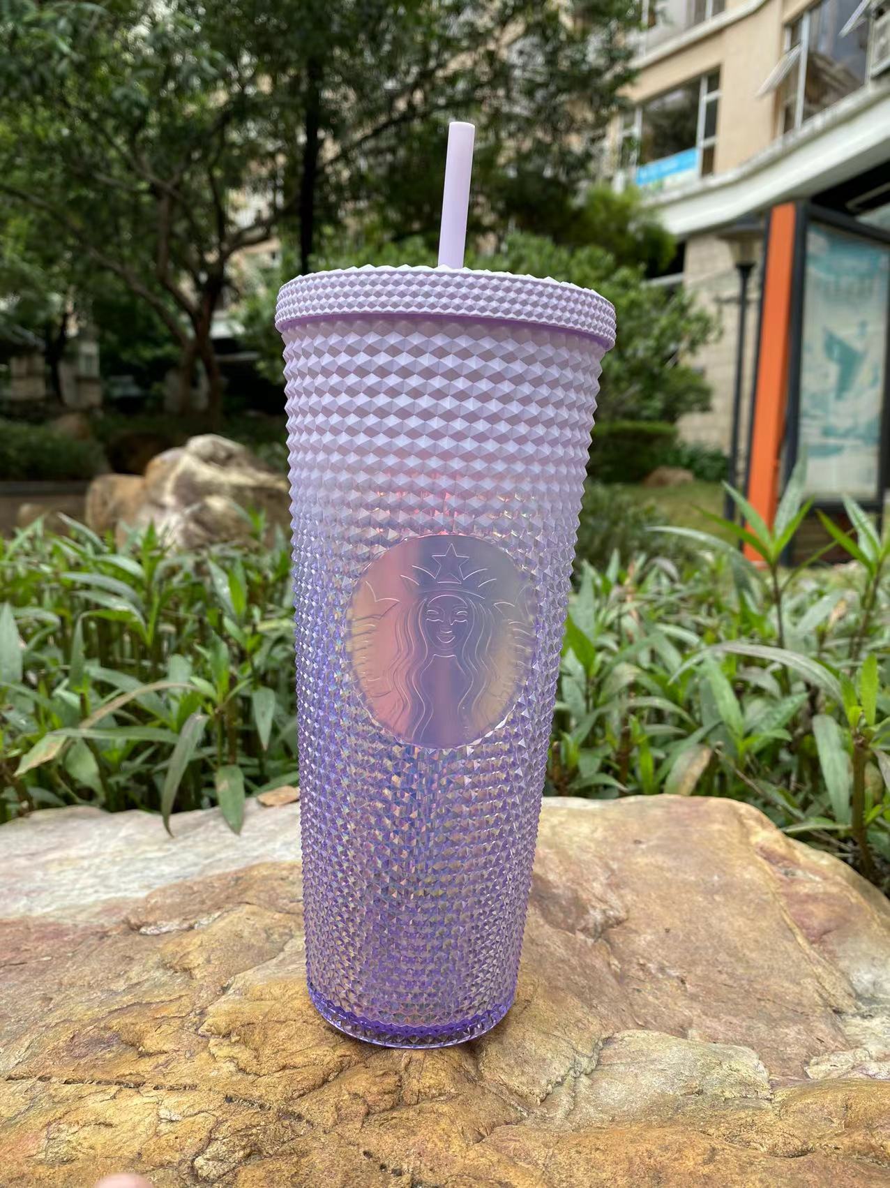 Starbucks Soft Touch Bling Gradient Studded Tumbler 24 Oz Black Gray Yellow  Green Purple Pink Green Powder Ziqing Inspired by You.