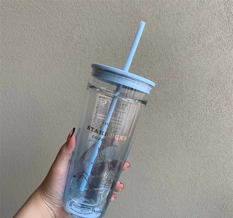 Starbucks 470ml/16oz Clear Blue Glass Straw Cup – Ann Ann Starbucks