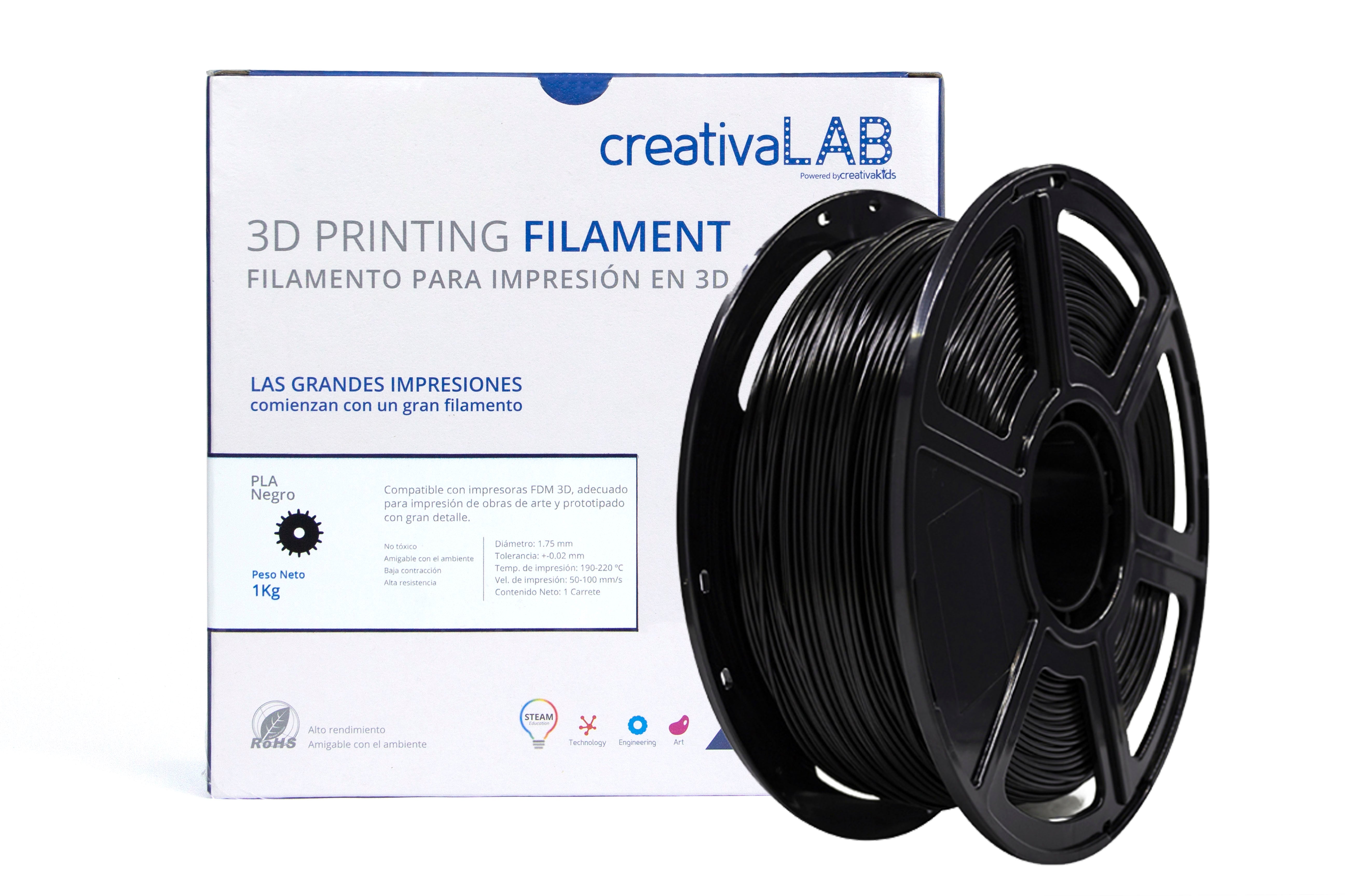 Filamento impresión 3D PLA 2.85 mm - color negro - 750 gr