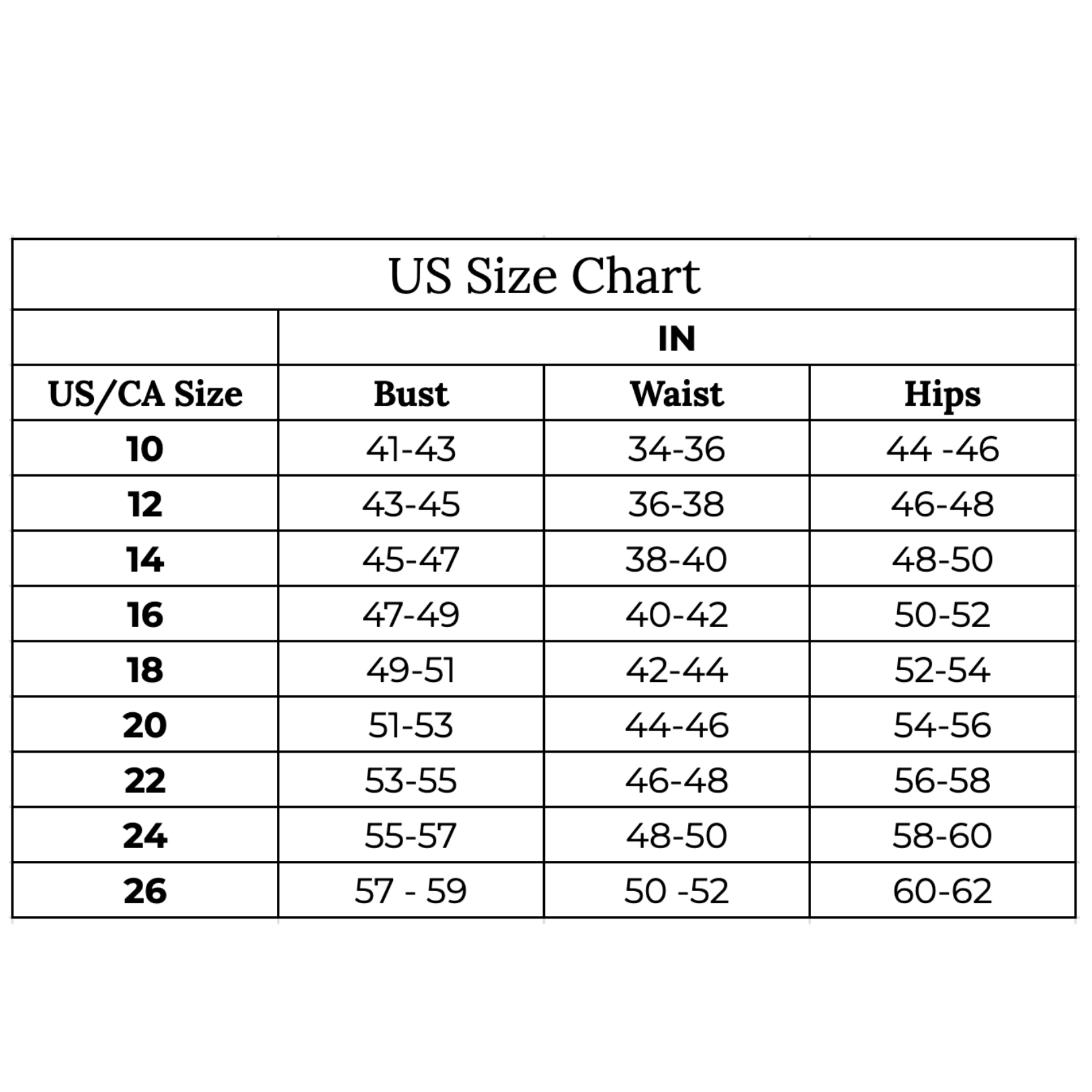 Seea size chart - US - Seea