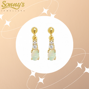 Opal and diamond drop earrings