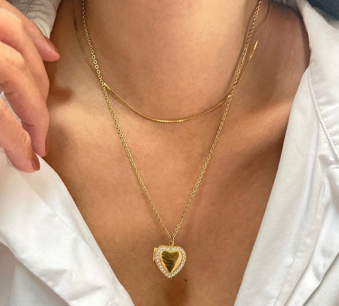 cherish gold heart locket necklace waterproof jewelry