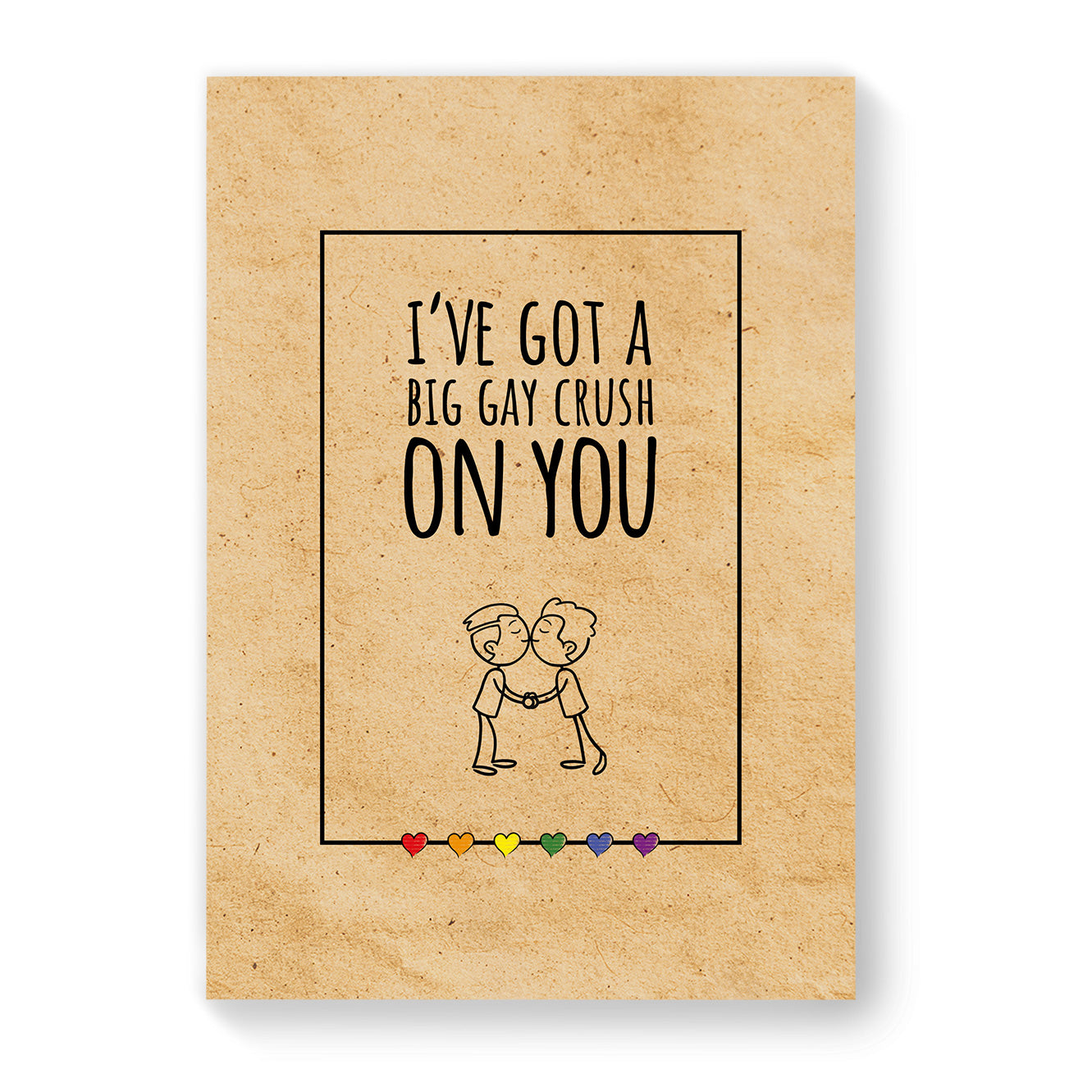 Pridal I Ve Got A Big Gay Crush On You Gay Couple Card Vintage Brown