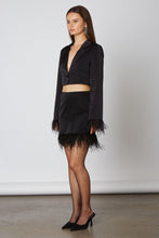 Load image into Gallery viewer, Elyse Wilde Clothing Feather Trim Blazer in Black
