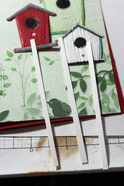 Birdhouses Card with the Aviary Collection #clubscrap #cardmaking #sizzix #birdhouses #embossing